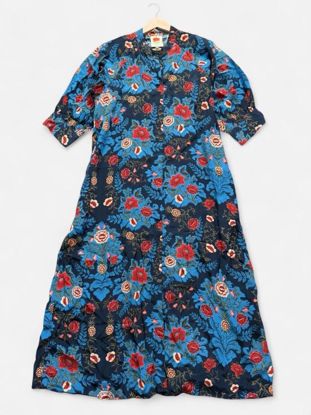 NWT FARM RIO Blue Arabesque Floral Midi Dress - Picture 5 of 14